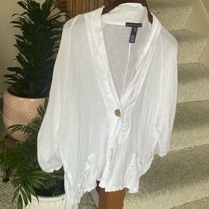 Saks Fifth Avenue Linen Sweater Cover Up Shirt